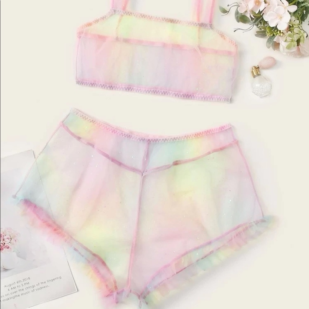 A5 - 297 Two piece see through tie dye lingerie set
